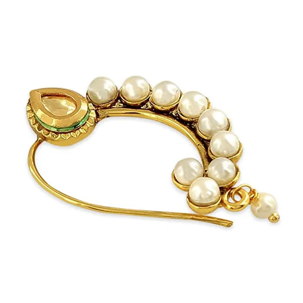 Golden_And_White_Copper_Material_Banu_Nath_For_Women_&_Girls