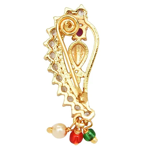 Traditional_Gold-Plated_Paisley_Nose_Pin_with_Colorful_Beads_For_Women_&_Girls