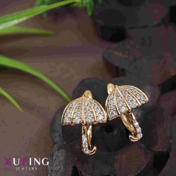 Gold_Plated_Cubic_Zirconia_Umbrella_Shaped_Xuping_Earring_For_Women_&_Girls