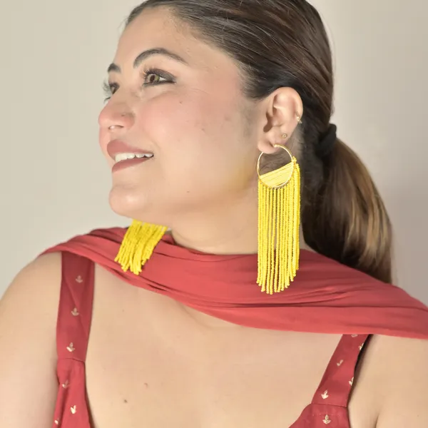 GoldToned_Yellow_Circular_Hoop_Earrings_For_Women_&_Girls
