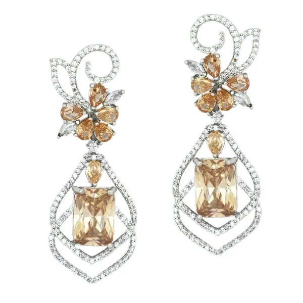AD_and_champagne_stone_dangle_earrings_For_Women_&_Girls