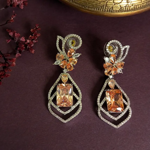 AD_and_champagne_stone_dangle_earrings_For_Women_&_Girls