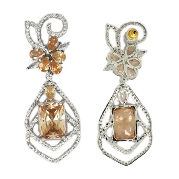 AD_and_champagne_stone_dangle_earrings_For_Women_&_Girls