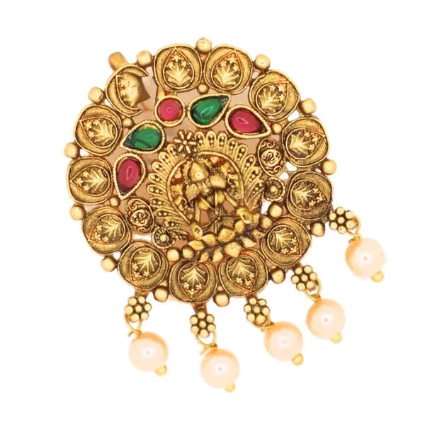 JWELLA_Set_of_9_Lakshmi_Temple_Choti_Hair_Accessories_with_Ruby-Green_Stones_and_Pearl_Drops_|_Traditional_Gold-Toned_Juda_Pins_for_Women