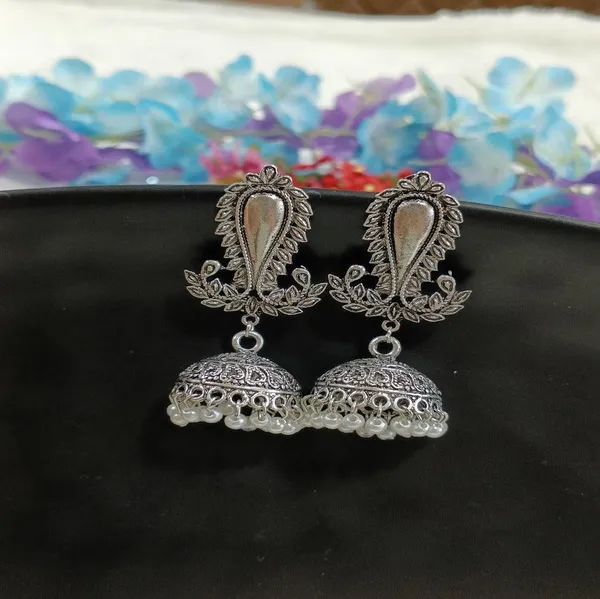 Antique_Silver_Plated_Jhumka_Earring__4203_For_Women_&_Girls