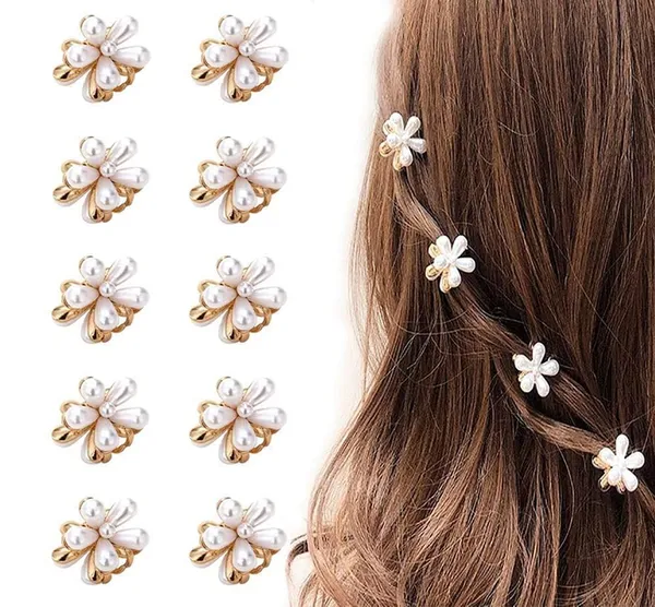JWELLA_10_Pcs_Korean_Style_Clips_for_Hair,Hair_Clips_For_Women_Stylish_Latest,_Girls_Hair_Accessories,_Mini_Pearl_Claw_Clips,_Hair_Accessories_Women(Pack_oF_10)