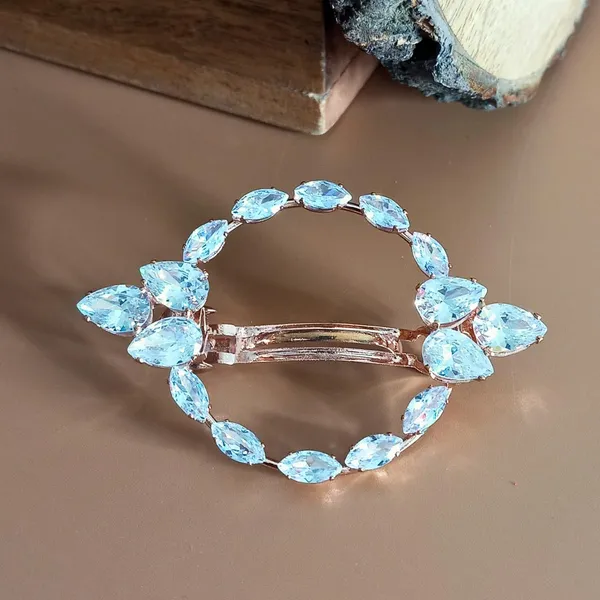JWELLA_Elegant_Teardrop_Crystal_Hair_Clip_–_Rose_Gold_Round_Barrette_with_Zircon_Stones_for_Women_&_Girls