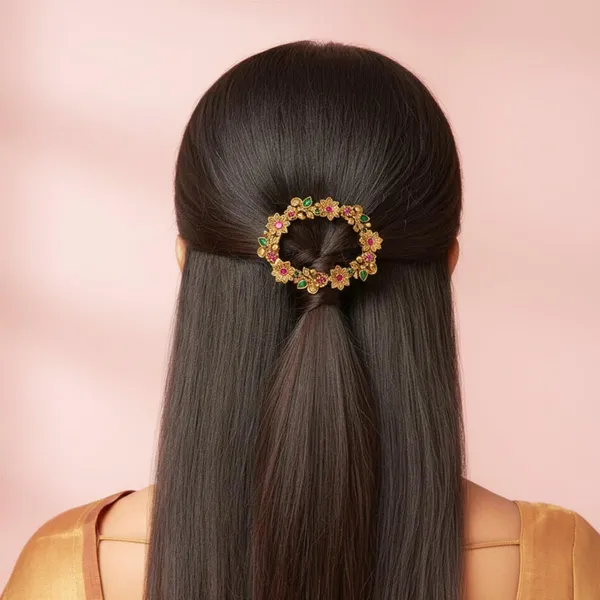 JWELLA_Exquisite_Gold-Plated_Peacock_Hair_Clip_with_Red_Stones_and_Pearls