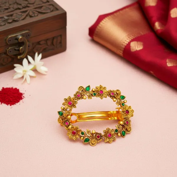 JWELLA_Exquisite_Gold-Plated_Peacock_Hair_Clip_with_Red_Stones_and_Pearls