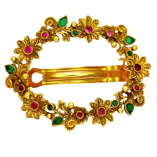 JWELLA_Exquisite_Gold-Plated_Peacock_Hair_Clip_with_Red_Stones_and_Pearls