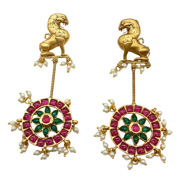 JWELLA_Gold_Plated_Red_Ruby_&_Emerald_Green_Stones_Studded_Antique