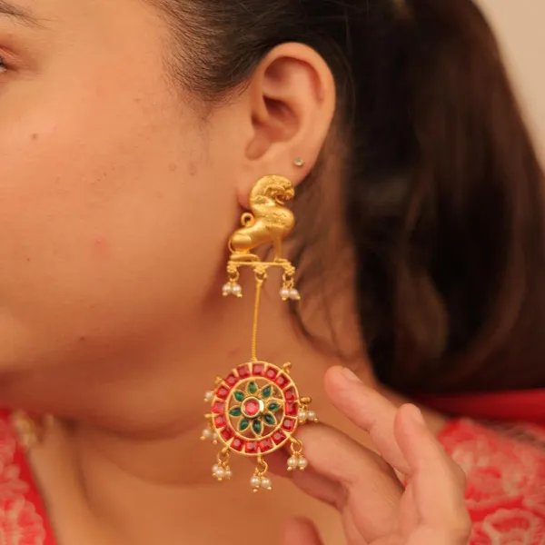JWELLA_Gold_Plated_Red_Ruby_&_Emerald_Green_Stones_Studded_Antique