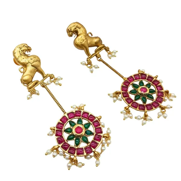 JWELLA_Gold_Plated_Red_Ruby_&_Emerald_Green_Stones_Studded_Antique