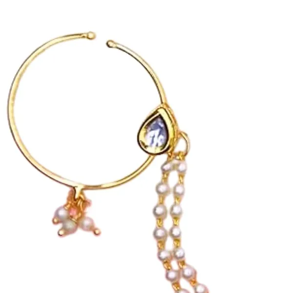 JWELLA_Gold_Plated_Traditional_Ethnic_Bridal_Nose_Ring/Nath_without_piercing_with_Pearl_Chain_Encased_with_Pearl_Stone