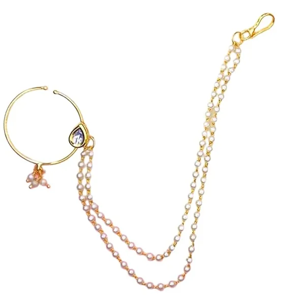 JWELLA_Gold_Plated_Traditional_Ethnic_Bridal_Nose_Ring/Nath_without_piercing_with_Pearl_Chain_Encased_with_Pearl_Stone