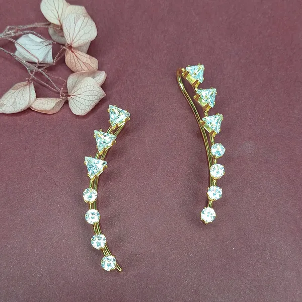 JWELLA_Gold-Plated_Triangle_&_Round_Crystal_Earcuff_for_Women_&_Girls_|_Elegant_Clip-On_Ear_Climber_|_Partywear_Non-Pierced_Statement_Earring