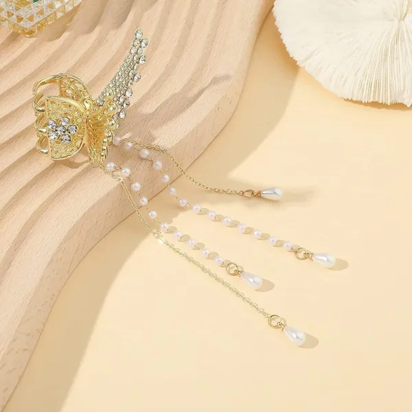JWELLA_Korean_StyleHair_Clips_For_Women_-_Butterfly_Clips_For_Women,_Korean_Hair_Accessories_-_Butterfly_Clip_With_Pearls_&_Rhinestone_