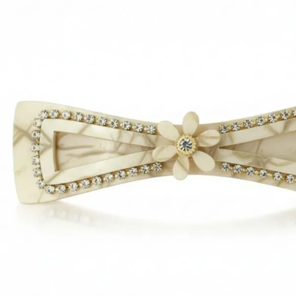 JWELLA_Set_of_3_Elegant_Marble_finish_Bow_design_Hair_Clips_with_Rhinestone_Accents