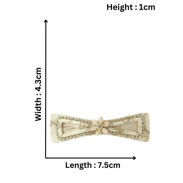 JWELLA_Set_of_3_Elegant_Marble_finish_Bow_design_Hair_Clips_with_Rhinestone_Accents