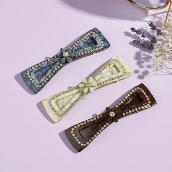 JWELLA_Set_of_3_Elegant_Marble_finish_Bow_design_Hair_Clips_with_Rhinestone_Accents