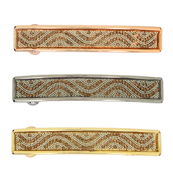 JWELLA_Set_of_3_Metallic_Wave_Beaded_Hair_Clips_for_Women_&_Girls_|_Elegant_Party_Wear_Hair_Barrettes_|_Strong_Grip_Hair_Accessory_for_Thick_Hair
