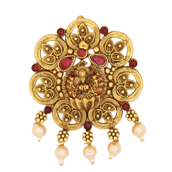 JWELLA_Set_of_9_Lakshmi_Antique_Gold-Toned_Round_Choti_Pins_with_Pearl_Drops_and_Red_Enamel_|_Traditional_South_Indian_Juda_Accessories_for_Women