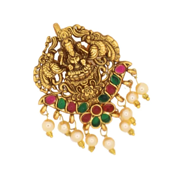 JWELLA_Set_of_9_Lakshmi_Temple_Choti_Hair_Accessories_with_Ruby-Green_Stones_and_Pearl_Drops_|_Traditional_Gold-Toned_Juda_Pins_for_Women