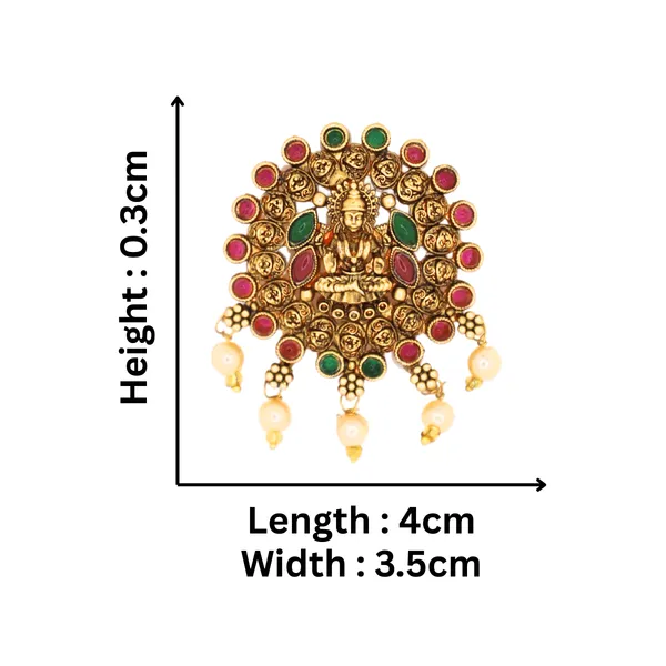 JWELLA_Set_of_9_Lakshmi_Temple_Design_Choti_Pins_with_Red_&_Green_Enamel_and_Pearl_Drops_|_Traditional_Juda_Accessories_for_Bridal_&_Festive_Hairstyles