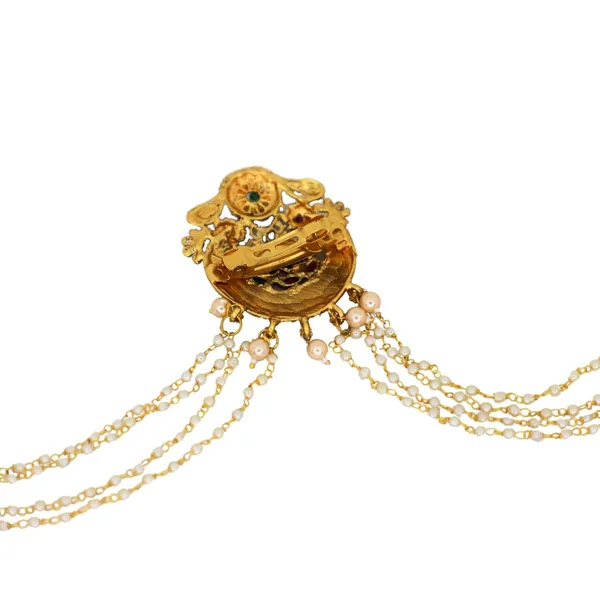 JWELLA_Traditional_Gold_Plated_Brass_Choti_Hair_Accessory_with_Antique_Design_&_Pearl_Bead_Chains_|_South_Indian_Temple_Jewelry_for_Brides_&_Festive_Occasions