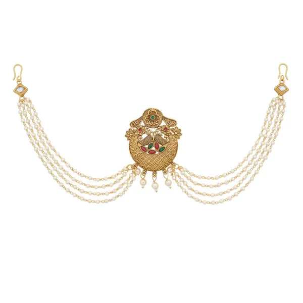 JWELLA_Traditional_Gold_Plated_Brass_Choti_Hair_Accessory_with_Antique_Design_&_Pearl_Bead_Chains_|_South_Indian_Temple_Jewelry_for_Brides_&_Festive_Occasions