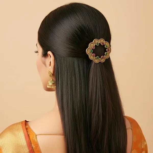JWELLA_Traditional_Gold-Plated_Multi-Peacock_Hair_Clip_with_Pearls_and_Stones