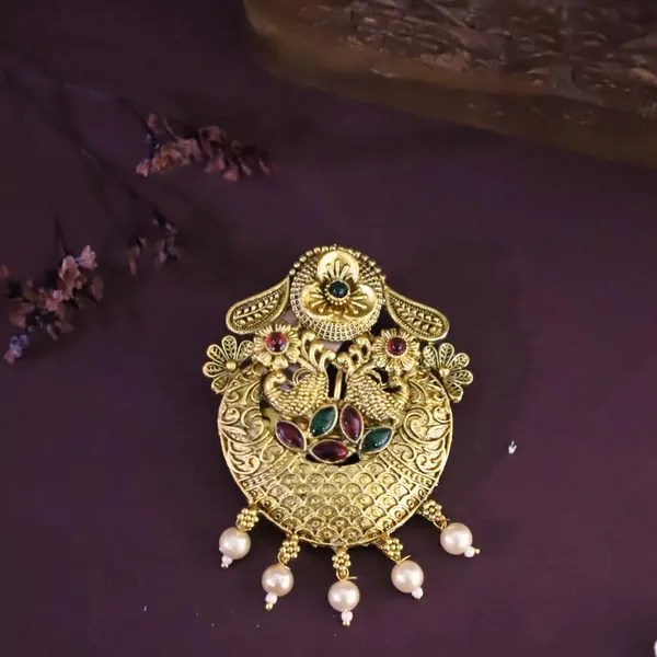 JWELLA_Traditional_Temple_Design_Gold-Plated_Hair_Barrette_Clip_with_Peacock_and_Flower_Motif