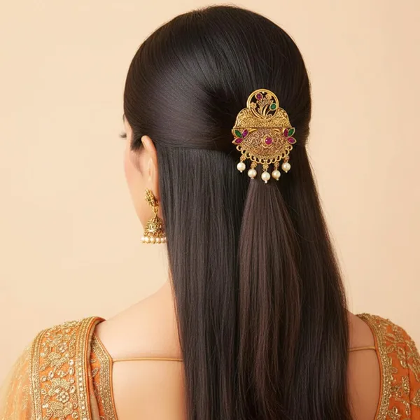 JWELLA_Traditional_Temple_Design_Gold-Plated_Hair_Barrette_Clip_with_Pearl_Dangling_Accents