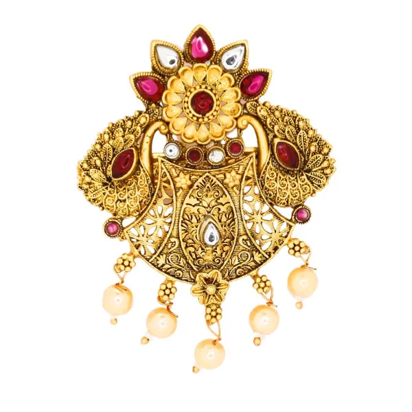 JWELLA_Traditional_Temple_Peacock_Design_Gold-Plated_Hair_Barrette_with_Pearl_Accents