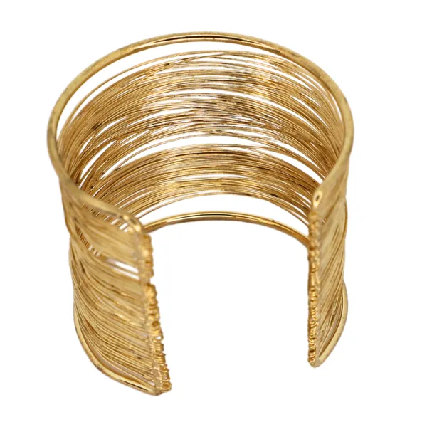JWELLA_Trendy_Gold-Toned_Open_Cuff_Bracelet_for_Women_&_Girls_|_Textured_Multi-Wire_Design_Metal_Bangle_|_Statement_Fashion_Wrist_Accessory_for_Casual_
