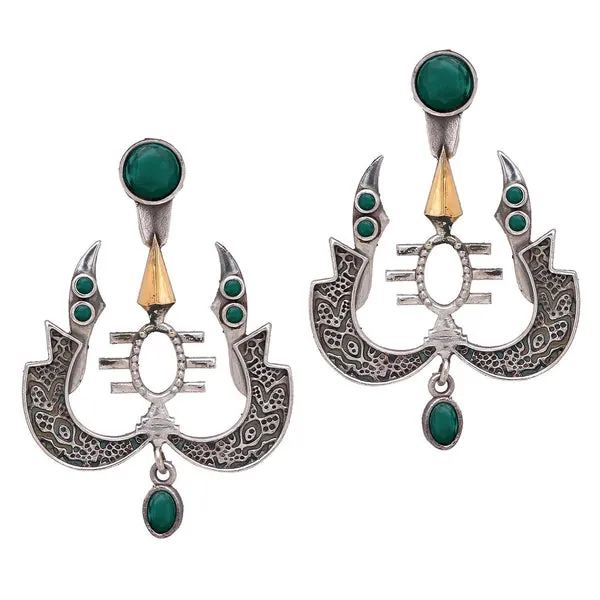 Antique_SilverPlated_Ethnic_Green_Stone_Earrings_For_Women_&_Girls