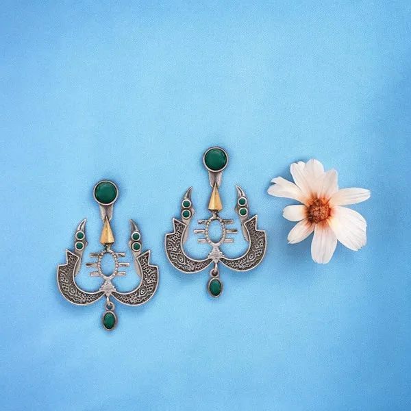 Antique_SilverPlated_Ethnic_Green_Stone_Earrings_For_Women_&_Girls