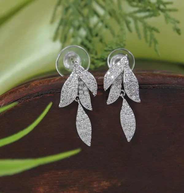 Leaf_Design_Cubic_Zirconia_Korean_Earring_-_KRNER_5121_For_Women_&_Girls