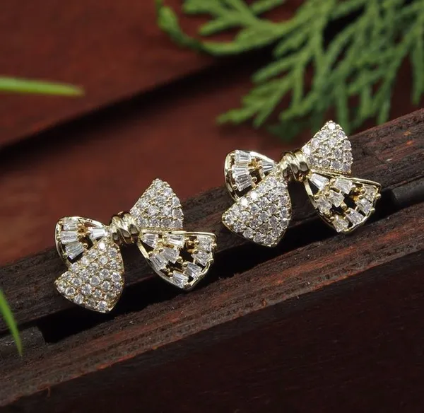 Bowknot_Cubic_Zirconia_Korean_Earring_-_KRNER_5125_For_Women_&_Girls