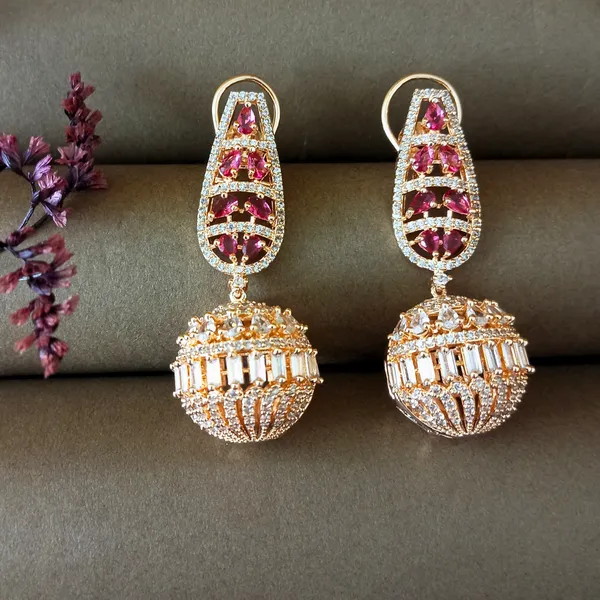 AD_and_saphhire_ball_drop_dangle_earrings_For_Women_&_Girls