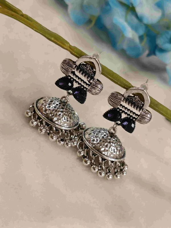 Antique_Silver_Plated_Jhumka_Earring__4202_For_Women_&_Girls