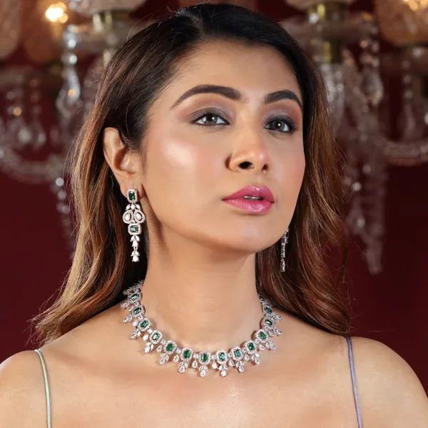 AD_emrald_necklace_set_with_earrings_For_Women_&_Girls