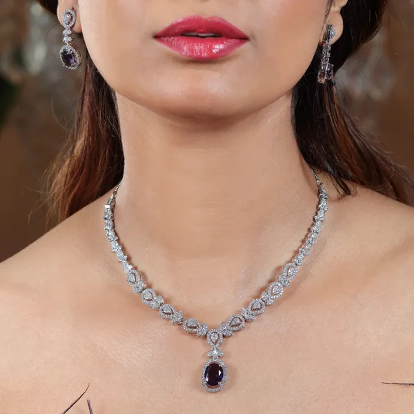 Oval-Cut_emrald_AD_Necklace_Set_For_Women_&_Girls