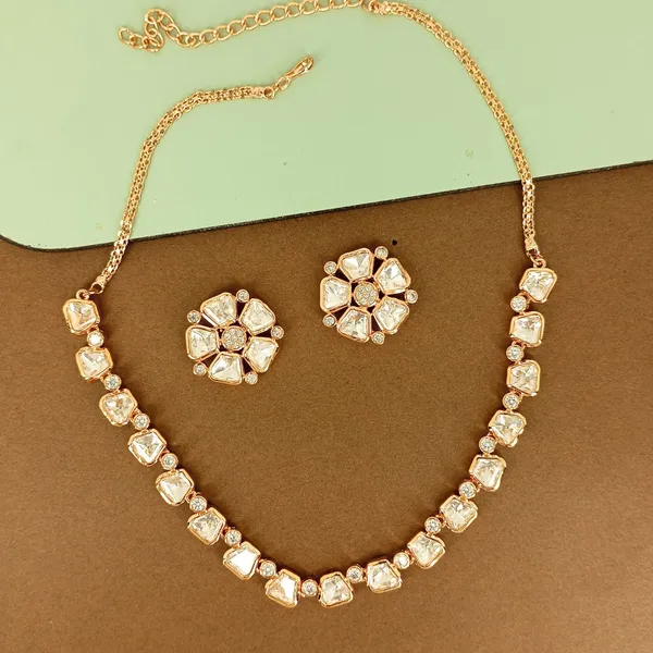 SingleLine_Polki_Necklace_with_dangle_earrings_For_Women_&_Girls