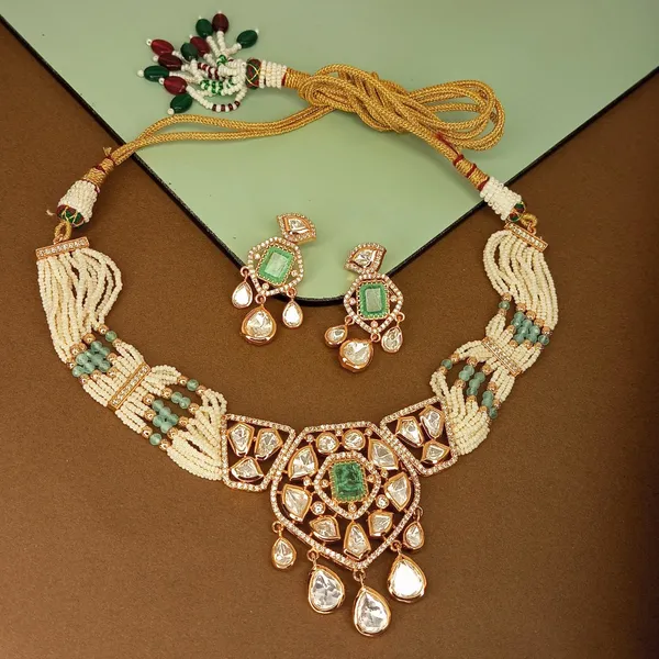 Polki_Choker_with_Pastel_Pink_Beads_Jewellery_set_For_Women_&_Girls