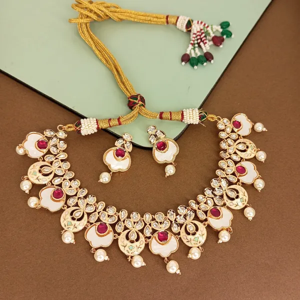 Polki_Choker_with_Intricate_Ivory_Meenakari,_Ruby_&_Mother_of_Pearl_For_Women_&_Girls
