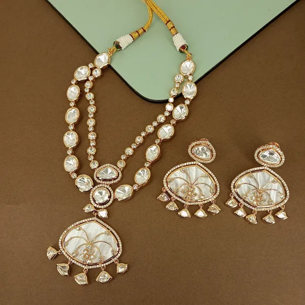 Mother_of_pearl_(MOP),_Polki_layered_necklace_with_earrings_For_Women_&_Girls