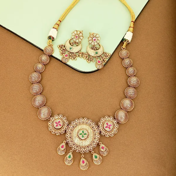 Temple_inspired_Antique_gold_necklace_set_For_Women_&_Girls
