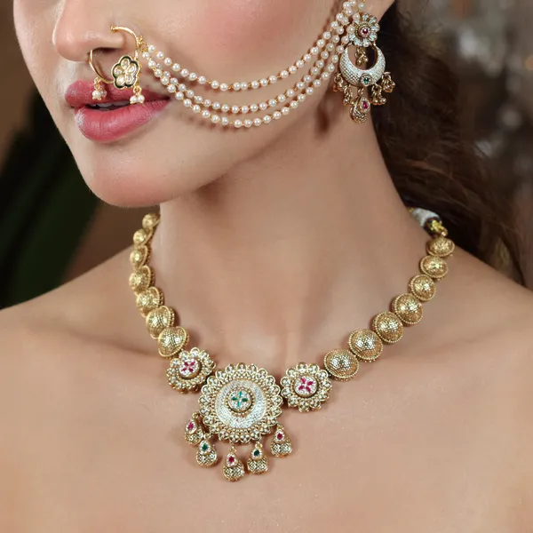 Temple_inspired_Antique_gold_necklace_set_For_Women_&_Girls