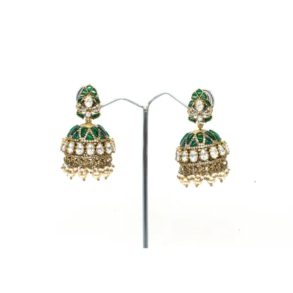 GoldPlated_Lotus_Motif_Necklace_Set_with_Ruby_Accents,_Jhumka_Pendant,_and_Matching_Earrings_For_Women_&_Girls